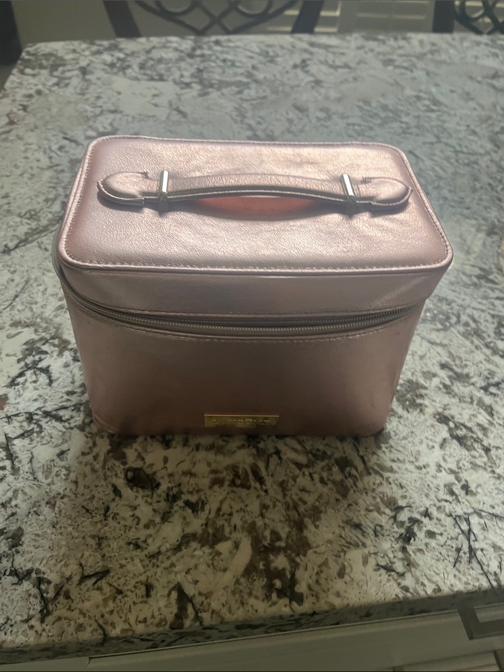 Lancome Metallic Rose Pink Cosmetic makeup bag